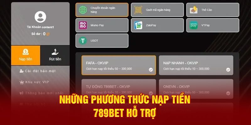 Nhiều hình thức nạp tiền phổ biến